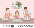 korean traditional food illustration_making Songpyeon, rice cake 95622868