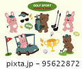 cute bear and rabbit drawing sticker vector illustration set 95622872