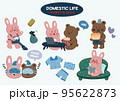 cute bear and rabbit drawing sticker vector illustration set 95622873
