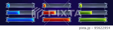 Game progress bars set in blue, red, green 95622954