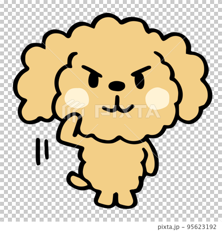 ゆるい手描きのトイプードル　敬礼ポーズ 95623192