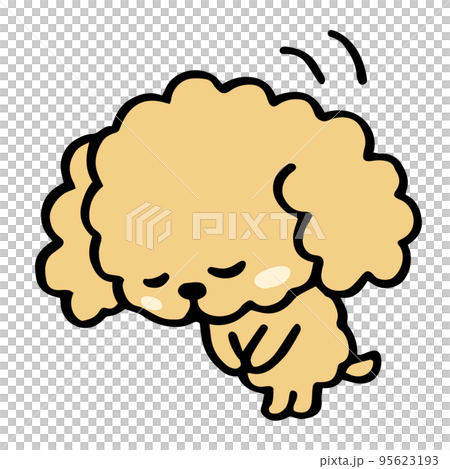 ゆるい手描きのトイプードル　おじぎポーズ 95623193