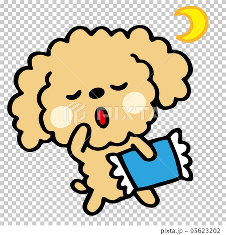 Loose hand-painted toy poodle Good night pose 95623202