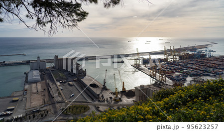 Blurred Barcelona Cargo Port Terminals Transport and Facilities At The Docks Blurred Barcelona Cargo Port Terminals Transport and Facilities At The Docks 95623257
