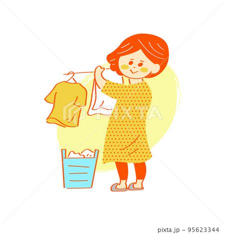 洗濯をしている女性のイラスト 洗濯をしている女性のイラスト 95623344