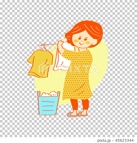 洗濯をしている女性のイラスト 洗濯をしている女性のイラスト 95623344