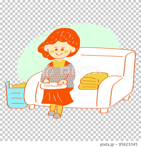 一個女人疊衣服的插圖 95623345