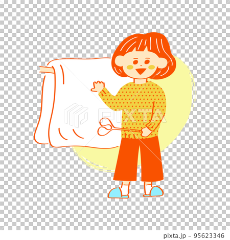 一個女人烘乾蒲團的插圖 95623346