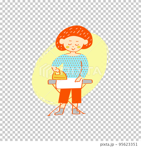 Illustration of a woman ironing Illustration of a woman ironing 95623351