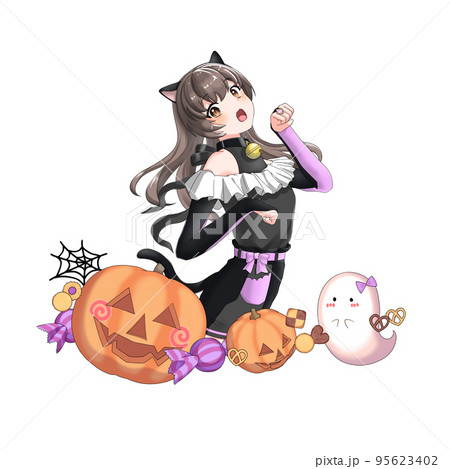 【自然な髪色】黒猫のコスプレをした紫担当ロングヘアの女の子 【自然な髪色】黒猫のコスプレをした紫担当ロングヘアの女の子 95623402
