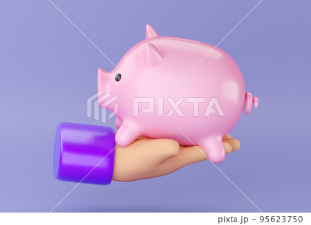 3d human hand holding Piggy bank. Business, saving, money, banking, finance investment and services concept. Profit and growth design idea. Realistic 3d isolated high quality render 3d human hand holding Piggy bank. Business, saving, money, banking, finance investment and services concept. Profit and growth design idea. Realistic 3d isolated high quality render 95623750