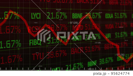 Digital image of stock market data processing against data processing on blue background Digital image of stock market data processing against data processing on blue background 95624774