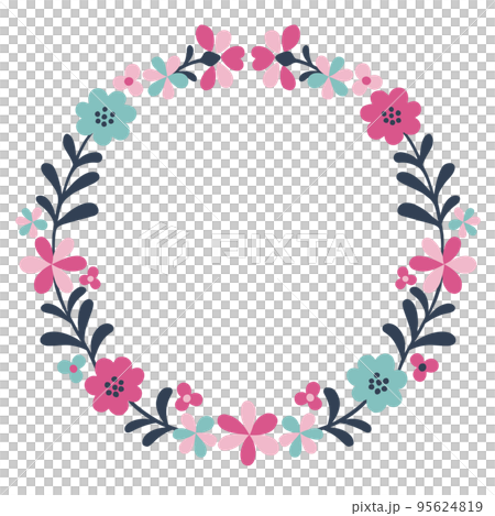 Flower and leaf circle frame background material hand-drawn illustration Flower and leaf circle frame background material hand-drawn illustration 95624819