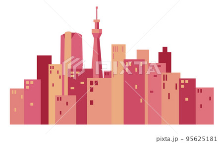 東京ビル群風景(ピンク系) 95625181