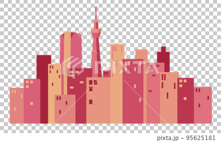 東京ビル群風景(ピンク系) 95625181