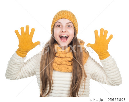 pure happiness. happy teen girl in winter clothes. childhood happiness. small kid wear knitwear pure happiness. happy teen girl in winter clothes. childhood happiness. small kid wear knitwear 95625893