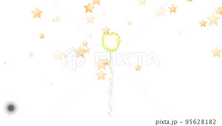 Image of stars falling and fireworks over white background Image of stars falling and fireworks over white background 95628182