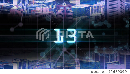 Image of glowing blue digital number thirteen in countdown over cityscape background Image of glowing blue digital number thirteen in countdown over cityscape background 95629099