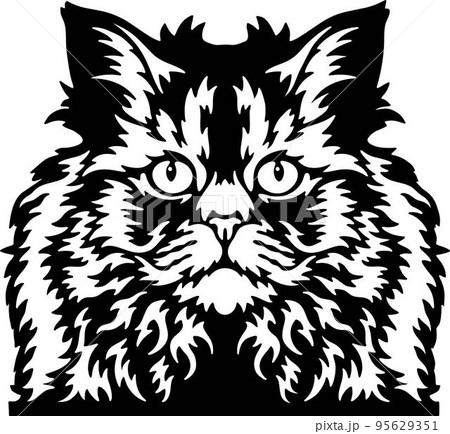 Selkirk Rex Cat Vector, Peeking Cats, Cats Breed, Pet Vector portrait, Cats Head 95629351
