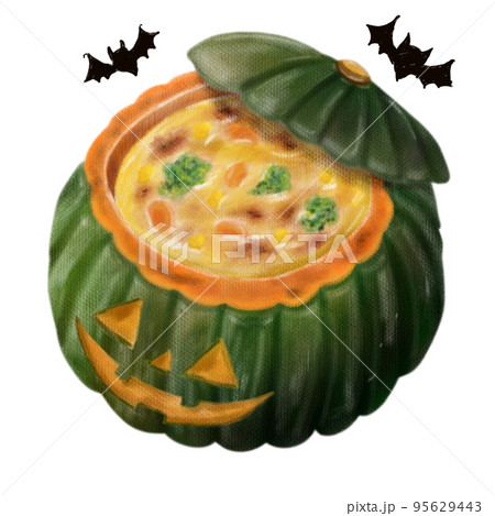 色鉛筆で描いたようなパンプキン丸ごとグラタン ハロウィンバージョン 色鉛筆で描いたようなパンプキン丸ごとグラタン ハロウィンバージョン 95629443