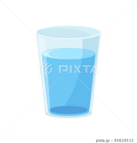 Glass with water template. Glass transparent cup with blue refreshing natural liquid Glass with water template. Glass transparent cup with blue refreshing natural liquid 95629515