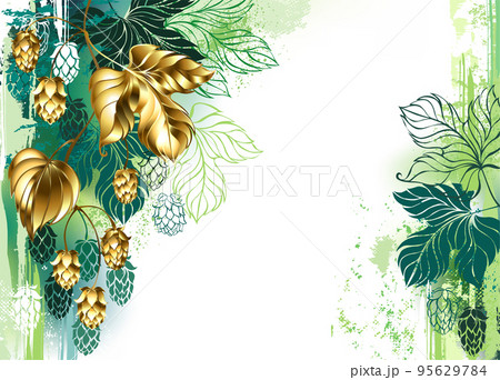 Painted background with golden hops Painted background with golden hops 95629784