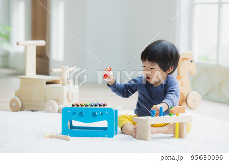 おもちゃで遊ぶ1歳の男の子 おもちゃで遊ぶ1歳の男の子 95630096