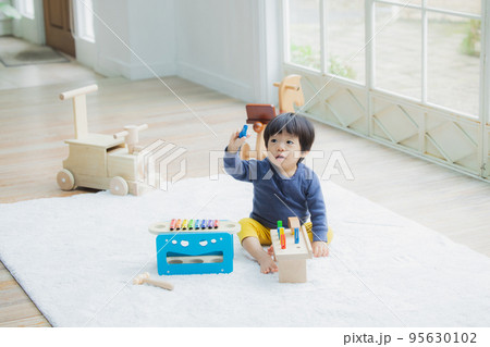 おもちゃで遊ぶ1歳の男の子 おもちゃで遊ぶ1歳の男の子 95630102
