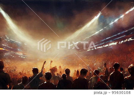 Soccer fans. Football hooligans. Football fans celebrating team victory. Soccer hooligans cheering during the game 95630108