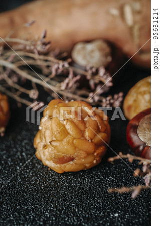 panellet de pinyons, chestnuts and sweet potato panellet de pinyons, chestnuts and sweet potato 95631214