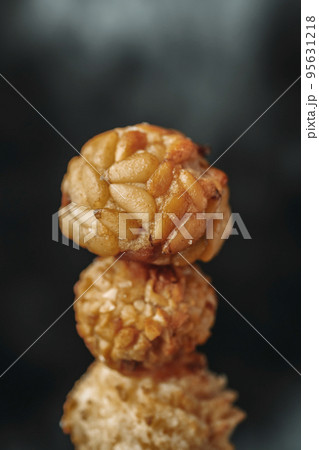 stack of different panellets, typical of Catalonia 95631218