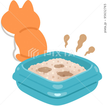 汚いトイレに背を向ける猫 95632765