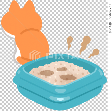 汚いトイレに背を向ける猫 95632765