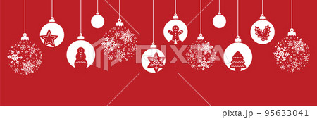 merry christmas banner with hanging ball...のイラスト素材 [95633041] - PIXTA