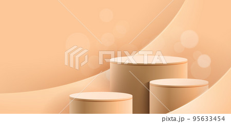 Illustration 3d podium display pastel colors launching events products for ecommerce sign retail shopping marketplace, advertisement business agency, ads campaign marketing, landing pages, webs header 95633454