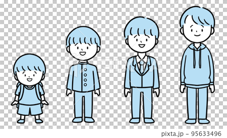 子供の成長過程 男の子 全身イラスト 子供の成長過程 男の子 全身イラスト 95633496