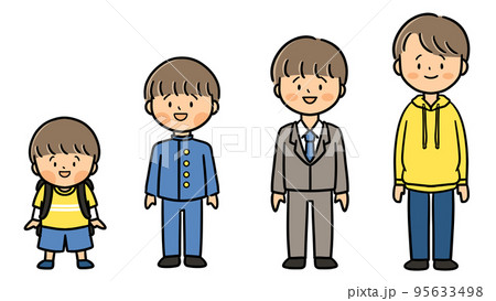 子供の成長過程　男の子　全身イラスト 95633498