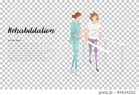 Vector illustration material: women and staff to rehabilitate 95634202