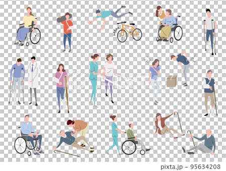 矢量圖素材：一組感到受傷和痛苦的人 95634208