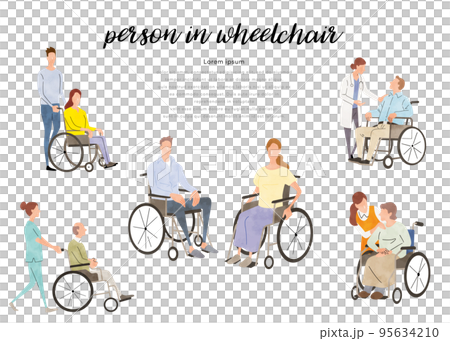 Vector illustration material: set of people in wheelchairs Vector illustration material: set of people in wheelchairs 95634210