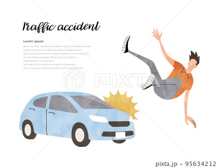 ベクターイラスト素材:自動車と接触する男性 ベクターイラスト素材:自動車と接触する男性 95634212