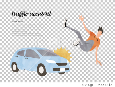 ベクターイラスト素材:自動車と接触する男性 ベクターイラスト素材:自動車と接触する男性 95634212