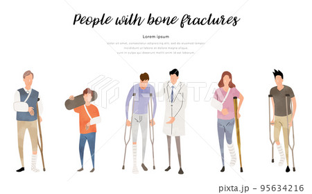 ベクターイラスト素材：足の骨折、腕の骨折、人物セット 95634216