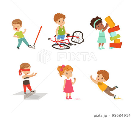 Frustrated Kids Experiencing Their Failures and Mistakes Vector Set Frustrated Kids Experiencing Their Failures and Mistakes Vector Set 95634914