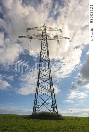 Electricity pylon for transmission and current transfer of high voltage through natural landscapes Electricity pylon for transmission and current transfer of high voltage through natural landscapes 95635121