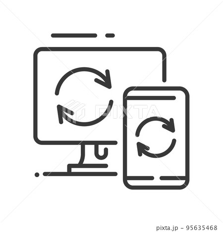 Data sync - vector line design single isolated icon 95635468