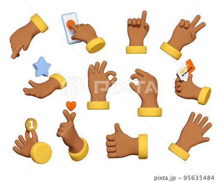 Hand signals - modern realistic colorful 3d icon set 95635484