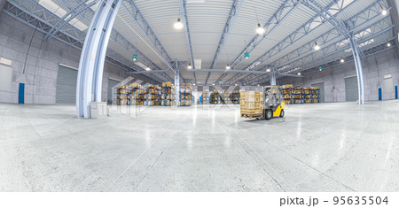 interior of a warehouse fisheye view. interior of a warehouse fisheye view. 95635504