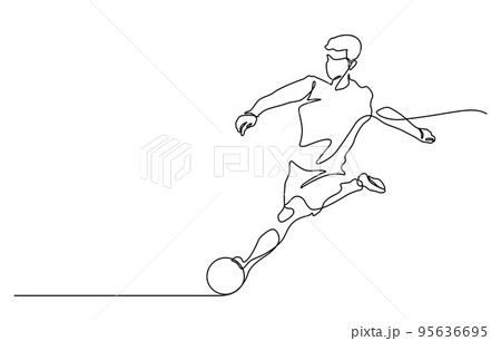 one line drawing of man shooting football vector illustration one line drawing of man shooting football vector illustration 95636695