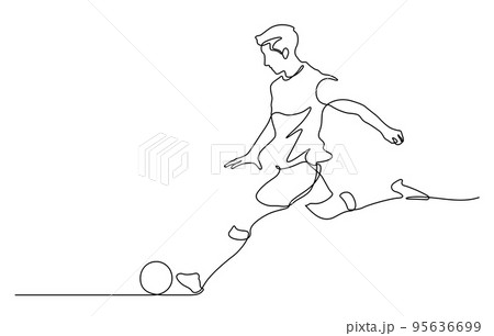 continuous line drawing of man shooting football vector illustration continuous line drawing of man shooting football vector illustration 95636699